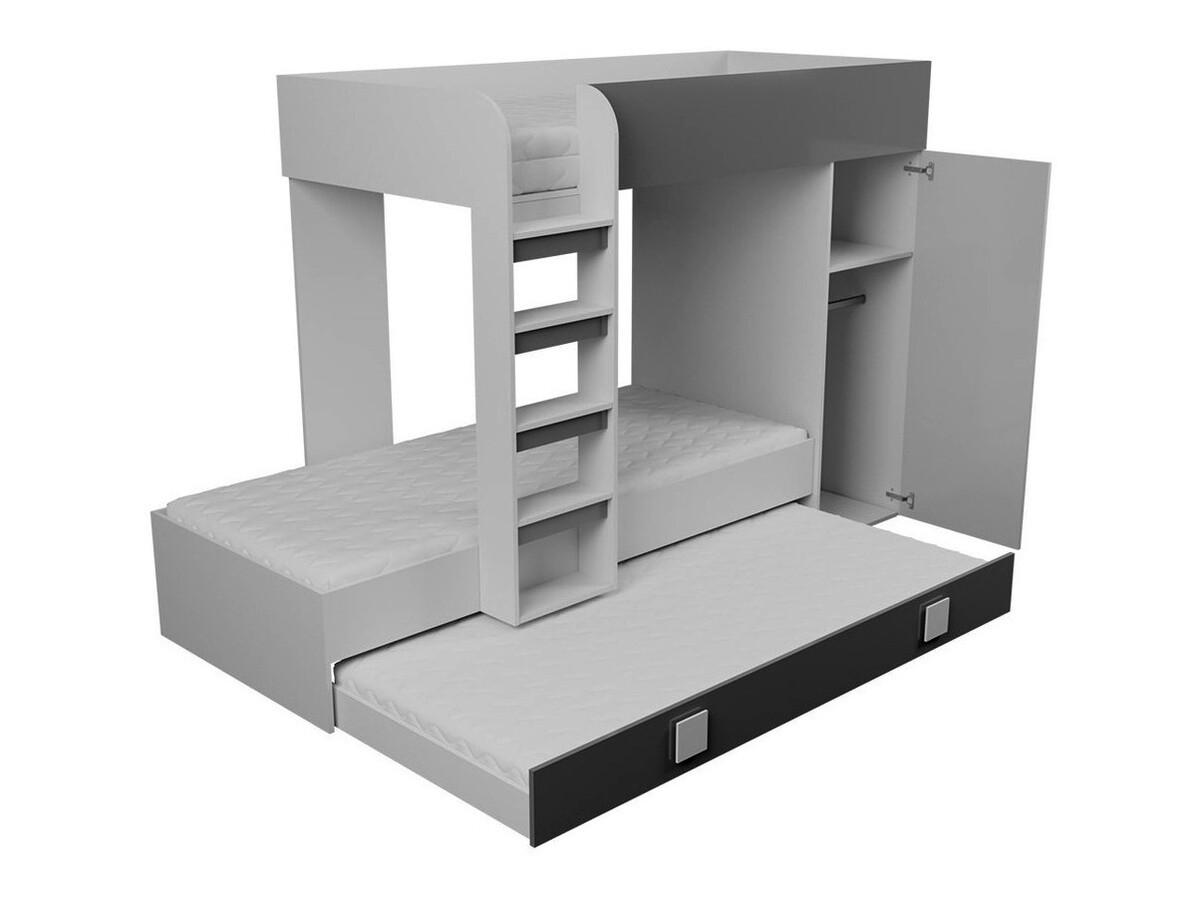 Bunk bed Hartford 191 (White + Glossy pink + Glossy white)