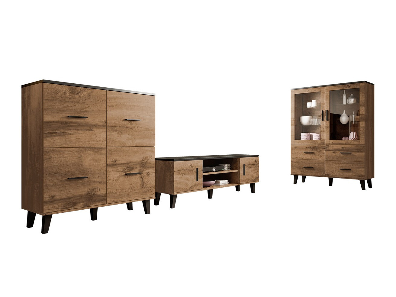Living room set Larfloi 113 (Wotan Oak + Black)