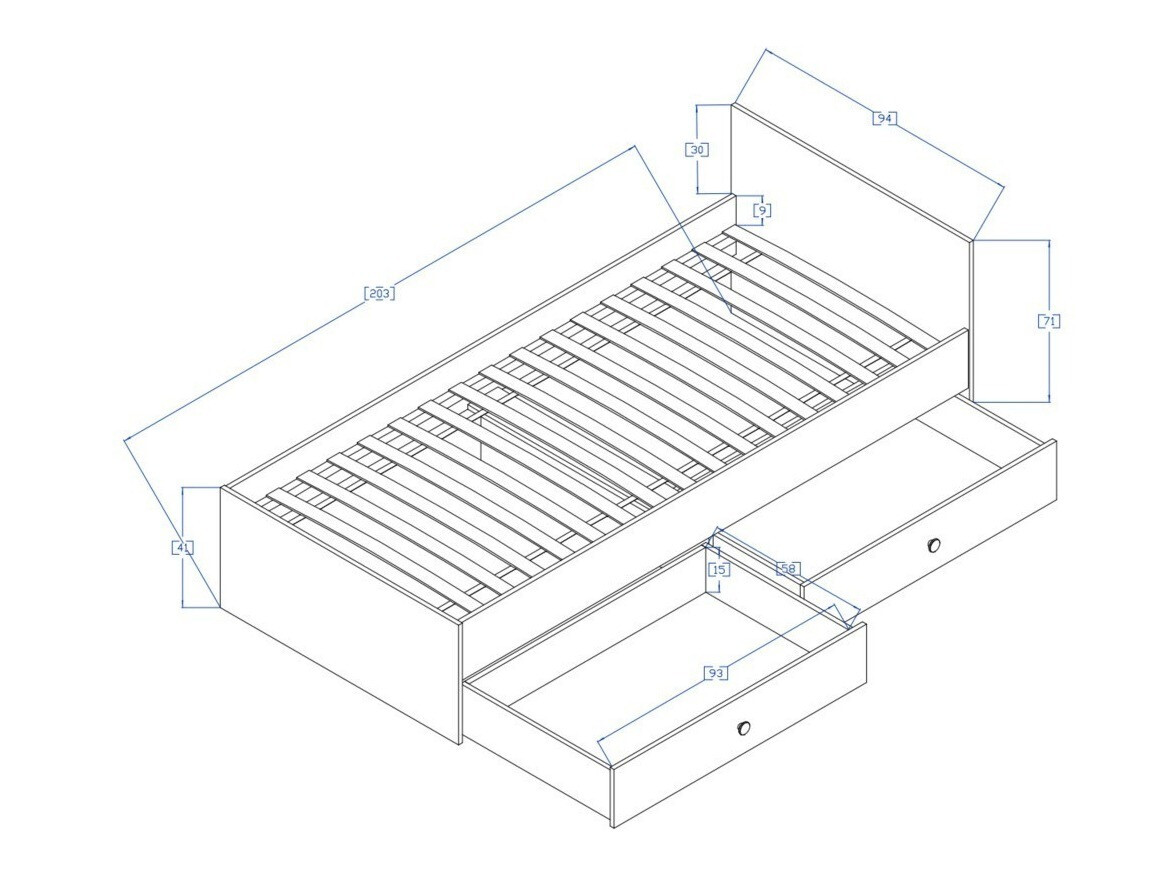 Bed Mirelbu 112 (Artisan oak + Glossy white + Black)