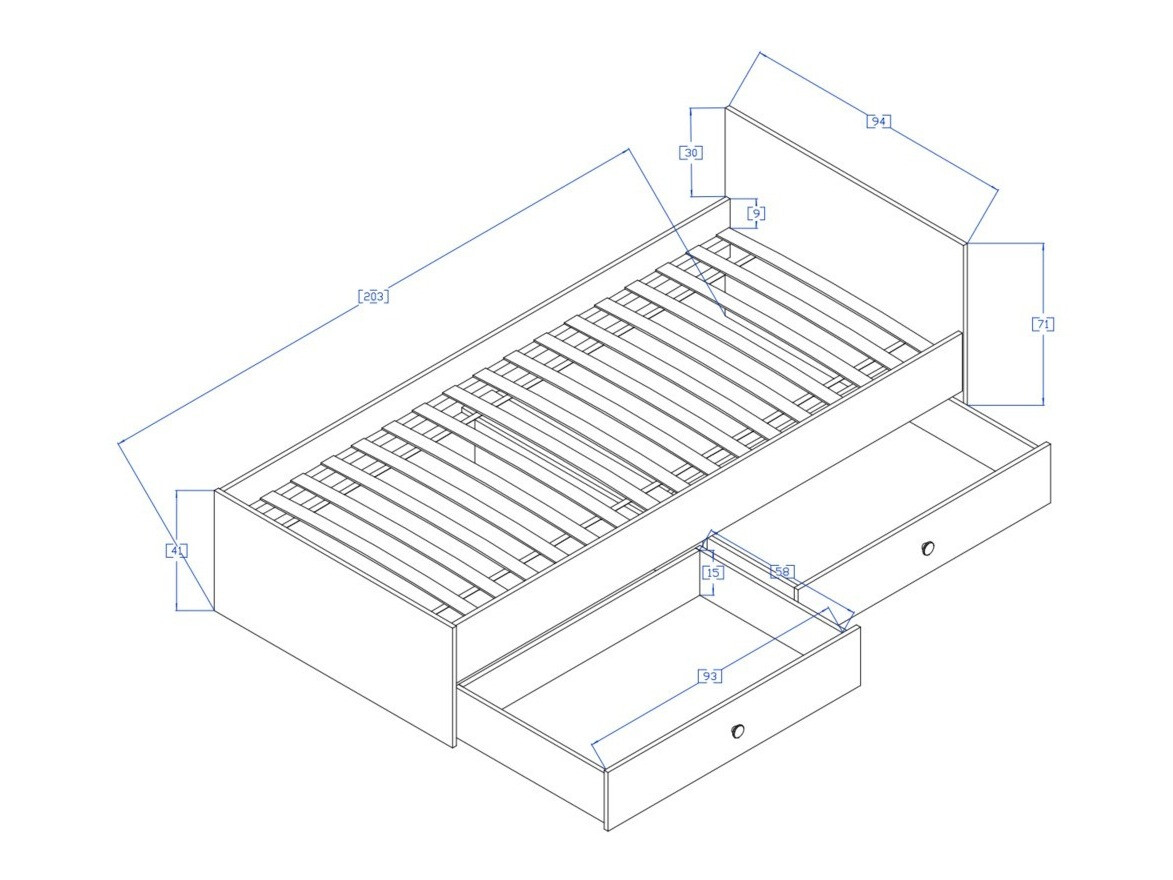 Bed Mirelbu 112 (Artisan oak + Glossy white)