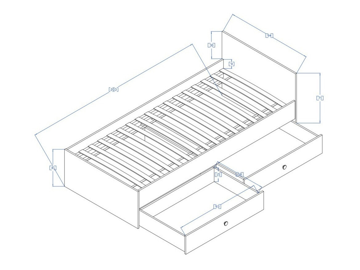Bed Mirelbu 112 (Artisan oak + White + Black)