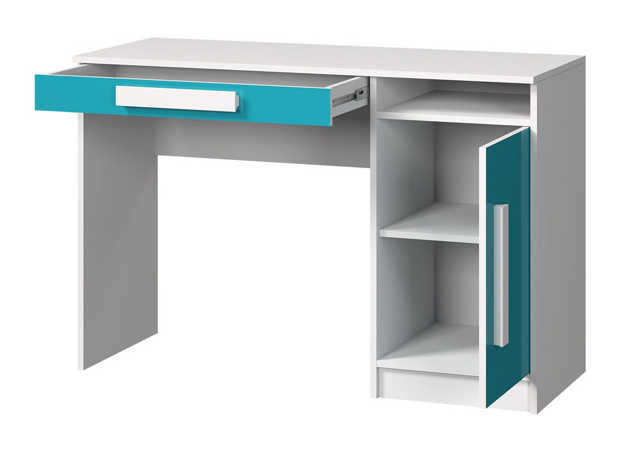 Desk Merevari 100 (White + Glossy Turquoise)