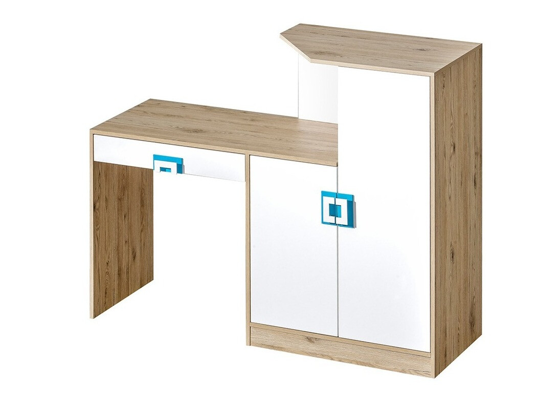 Desk Tolfere 105 (Light oak + White + Turquoise)