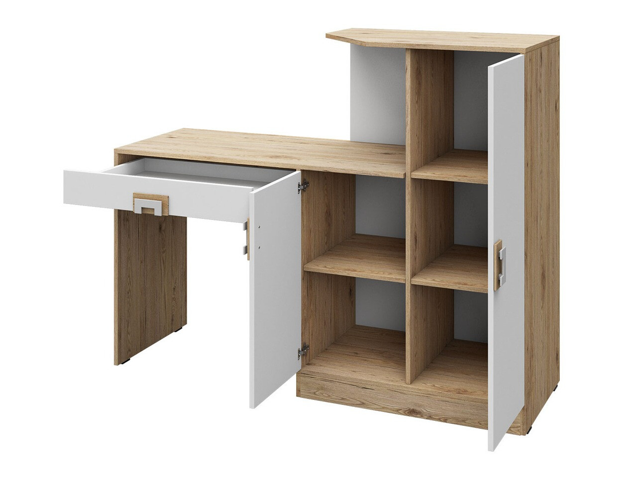 Desk Tolfere 105 (Light oak + White + Turquoise)