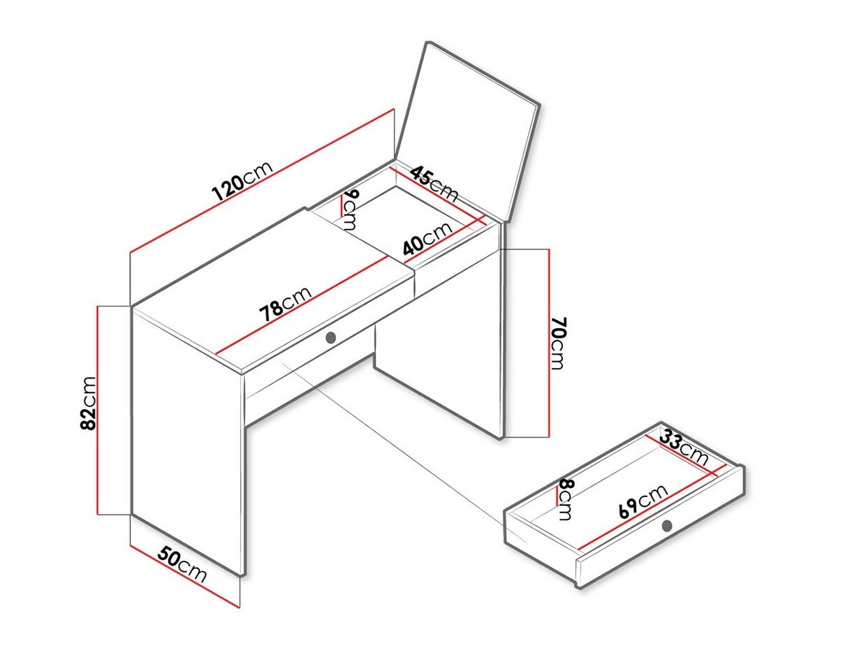 Desk Almira 109 (Artisan oak + White)