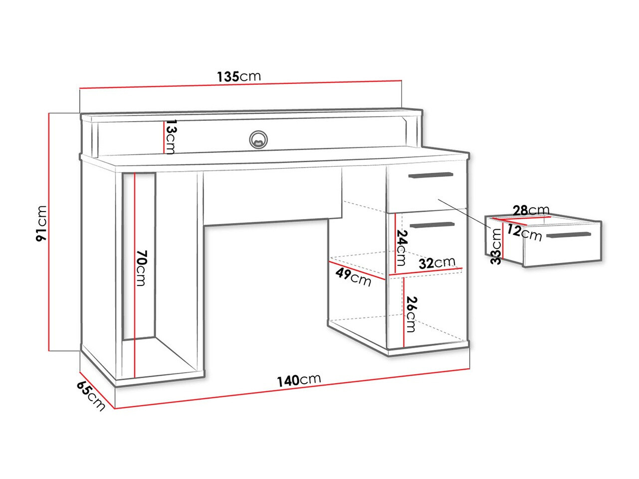 Gaming desk Serus (Matte black)