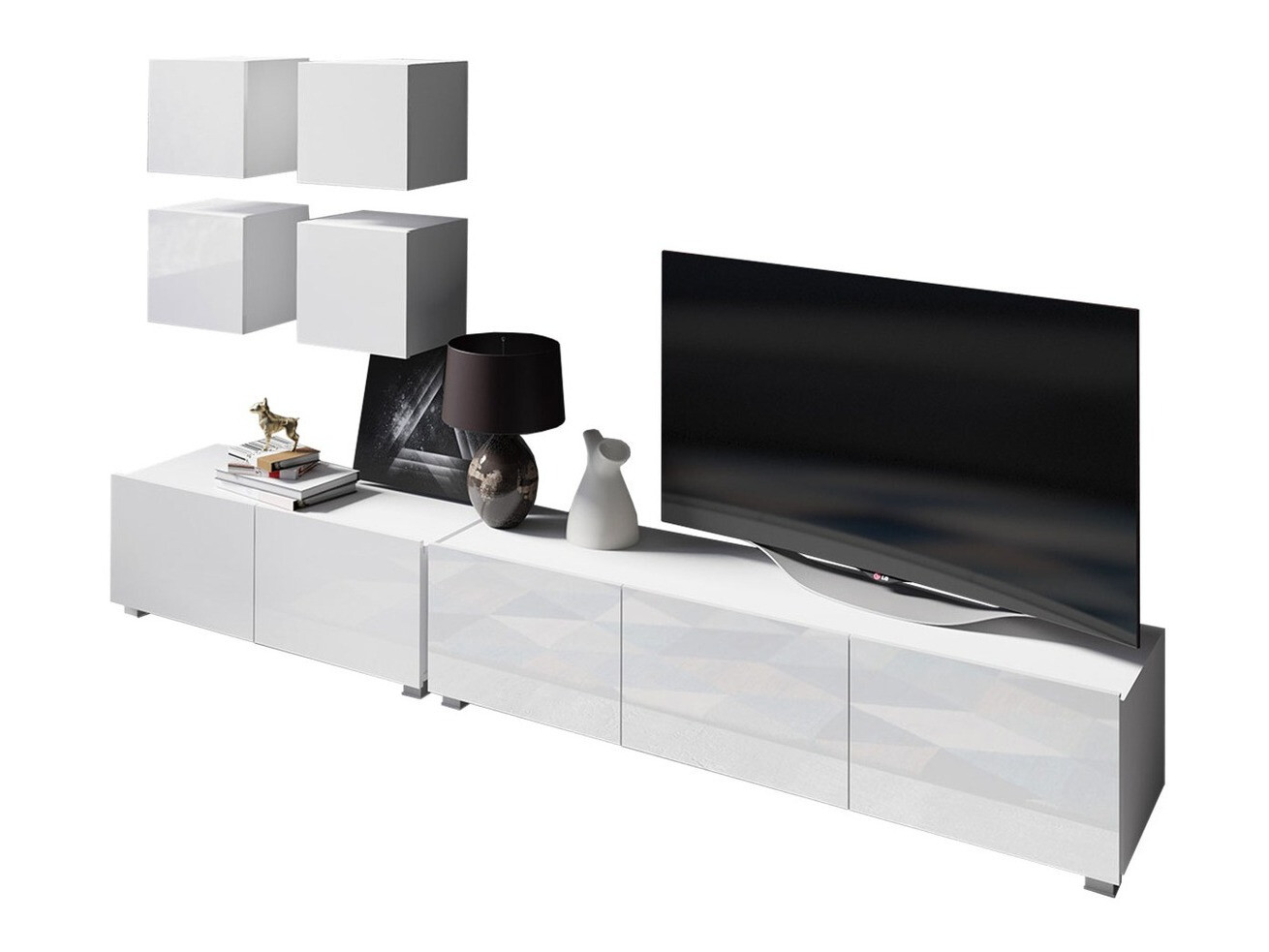 Living room set Remus XVIII (White + Glossy white)