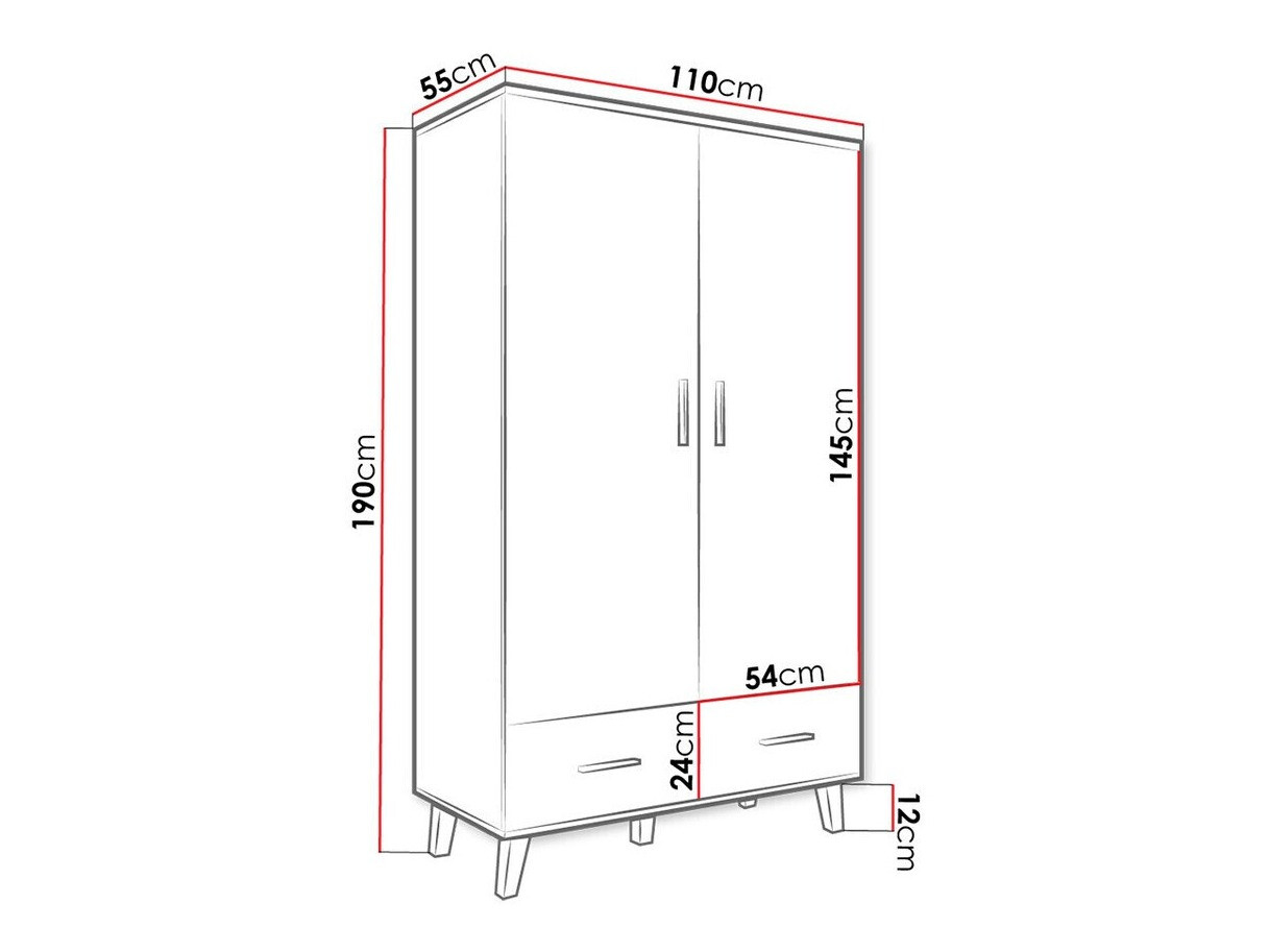 Wardrobe Larfloi 111 (White + Sonoma oak)
