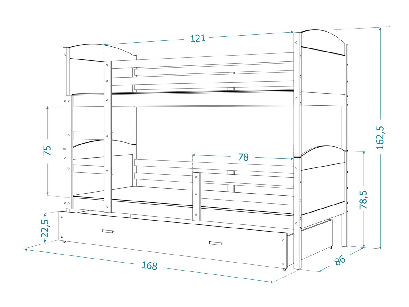 Bunk bed Aurora 101 (Grey)
