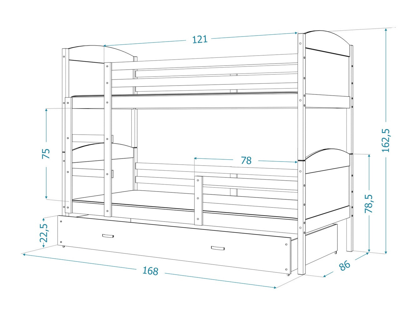 Bunk bed Aurora 101 (Pink)