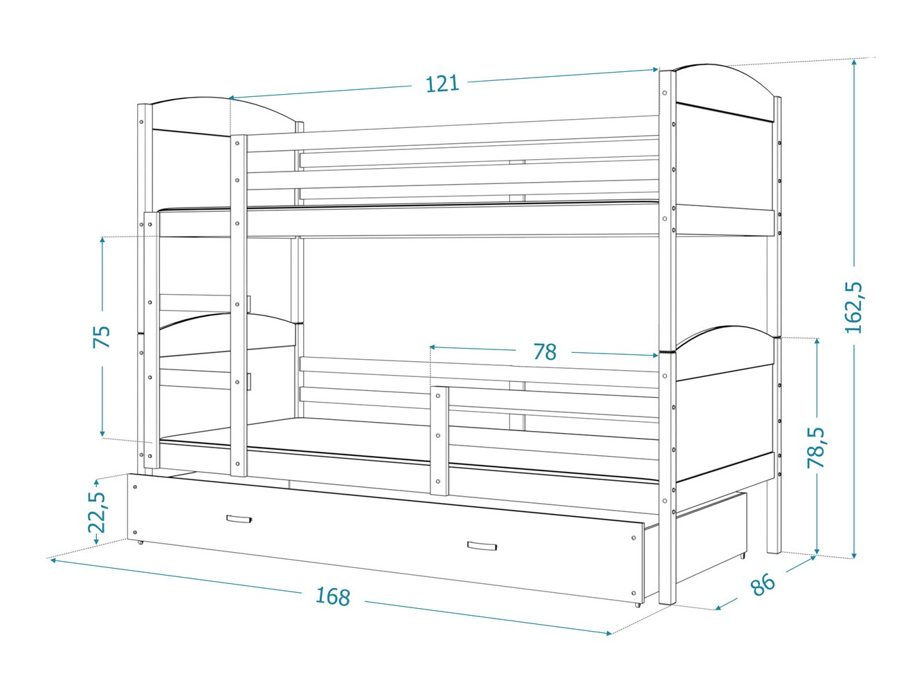 Bunk bed Aurora 101 (White)