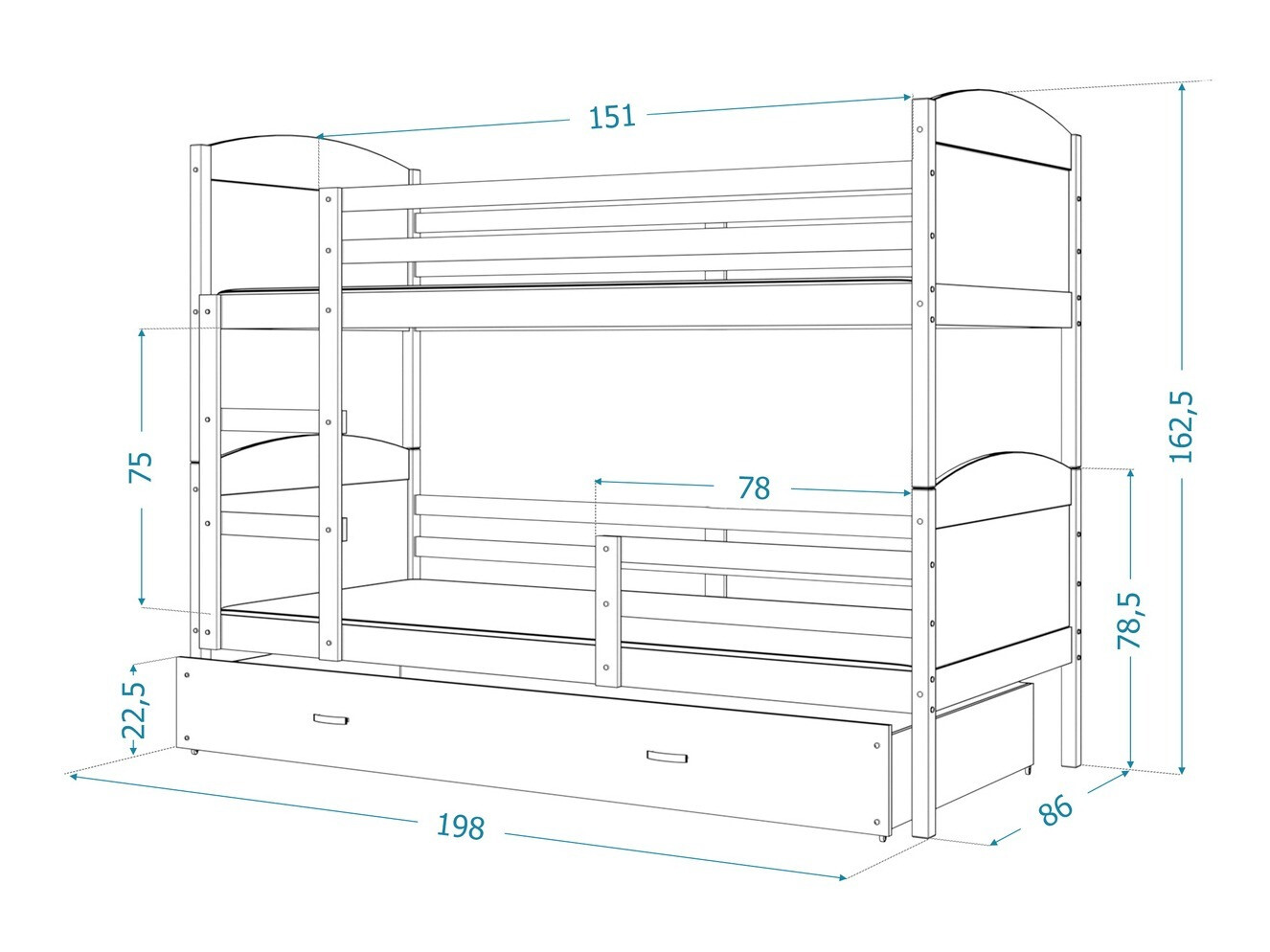 Bunk bed Aurora 102 (White)
