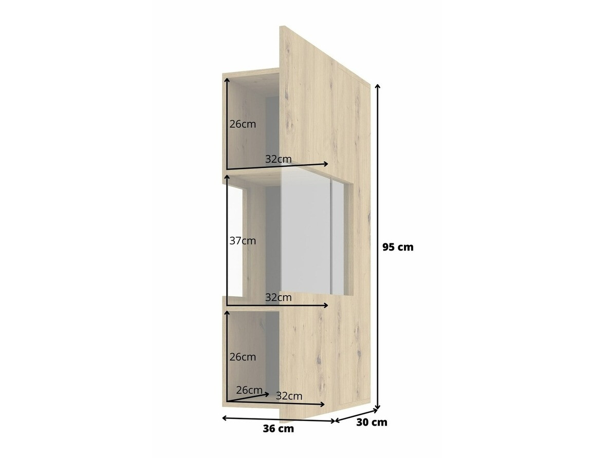 Wall cabinet Revmiru 101 (Black + Wotan Oak)