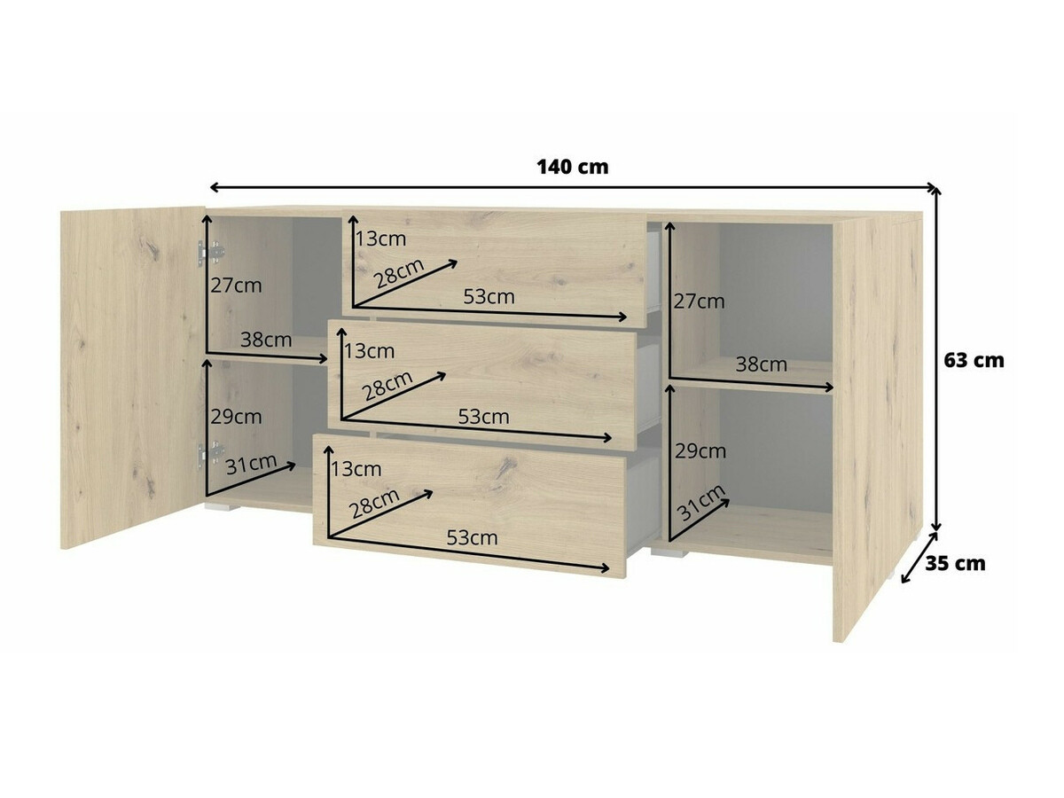 Chest of drawers Revmiru 103 (Black + Wotan Oak)