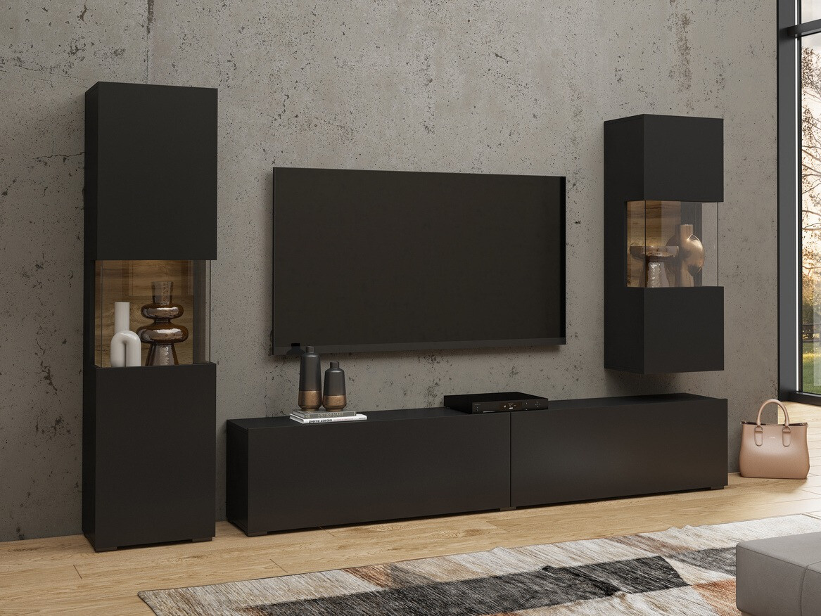 TV stand Revmiru 104 (Black + Wotan Oak)