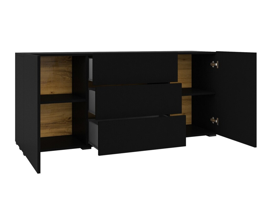 Chest of drawers Revmiru 103 (Black + Wotan Oak)