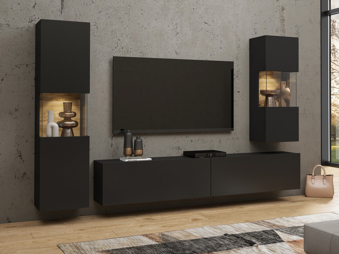 Living room set Revmiru 106 (Black + Wotan Oak)