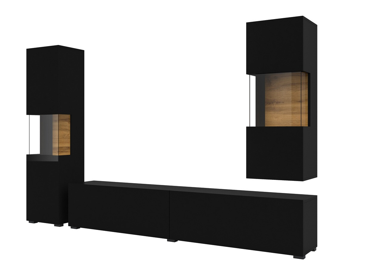 Living room set Revmiru 106 (Black + Wotan Oak)