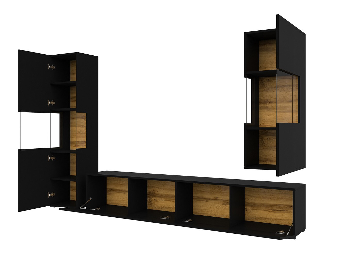 Living room set Revmiru 106 (Black + Wotan Oak)