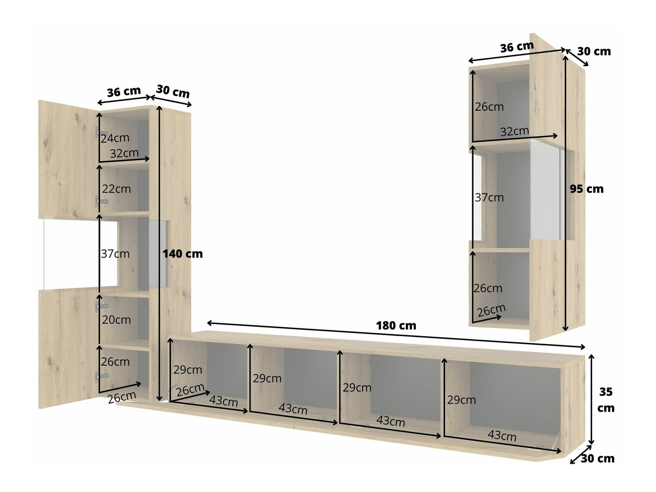 Living room set Revmiru 106 (Black + Wotan Oak)
