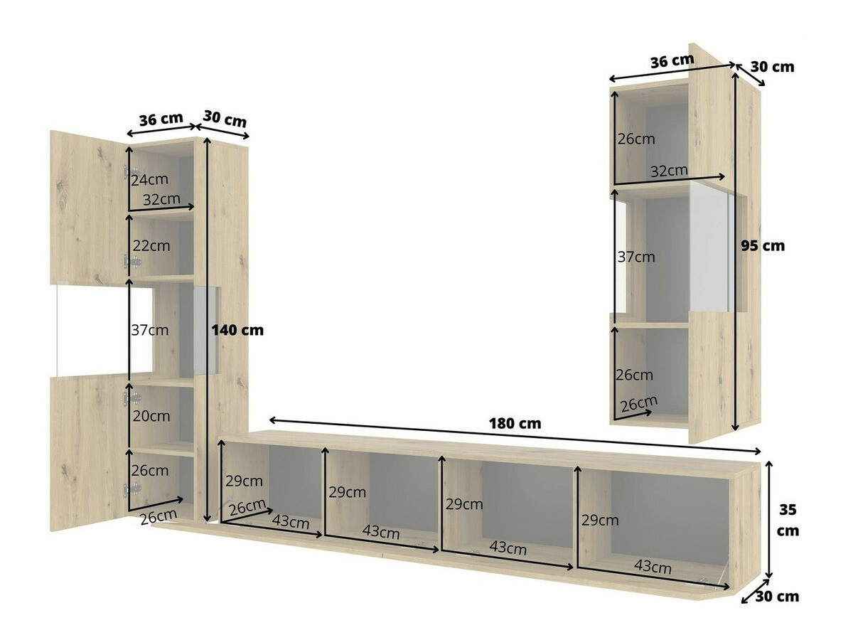 Living room set Revmiru 106 (White + Wotan Oak)