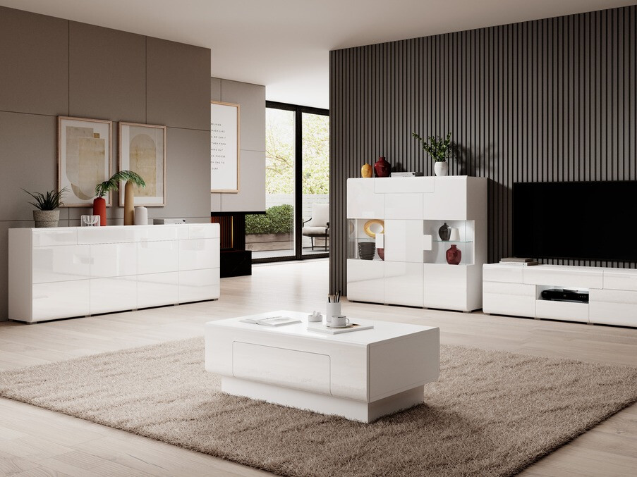 Chest of drawers Torsone 102 (White + Glossy white)