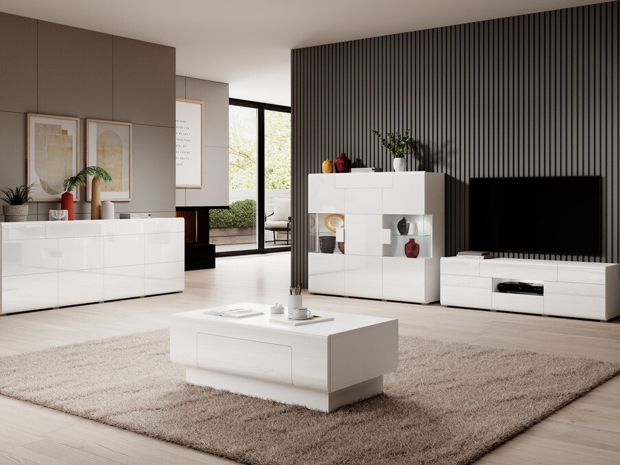 Sideboard Torsone 100 (White + Glossy white)