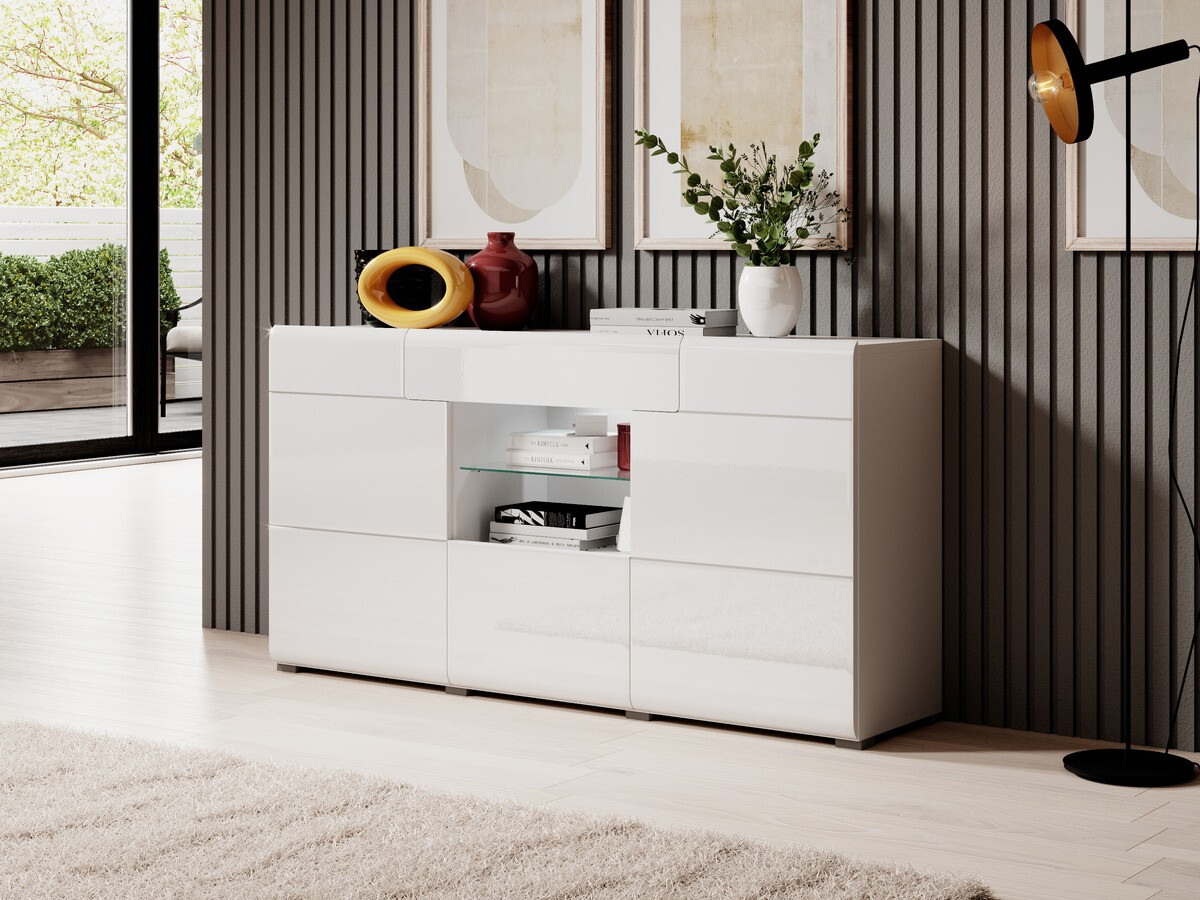 Chest of drawers Torsone 108 (White + Glossy white)