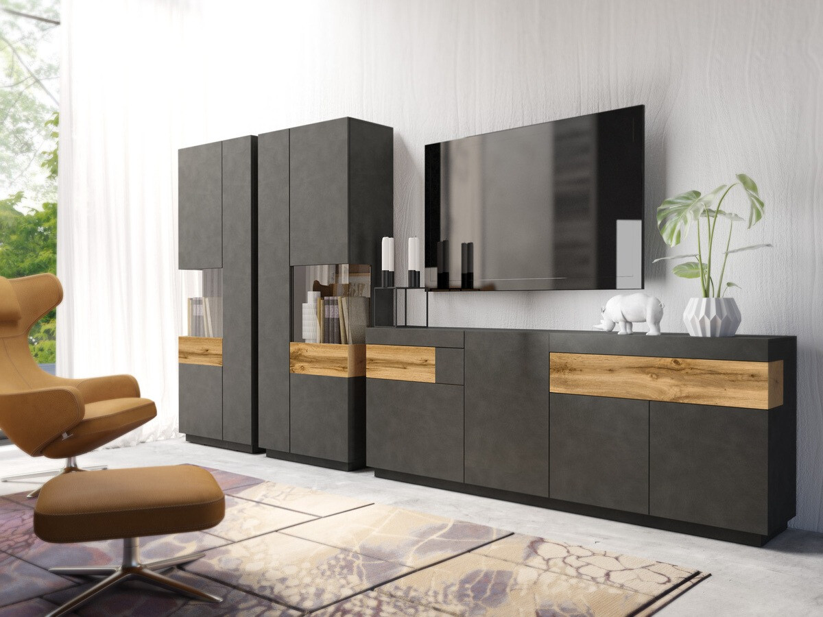Bookcase Livlore 100 (Matera grey + Wotan Oak)