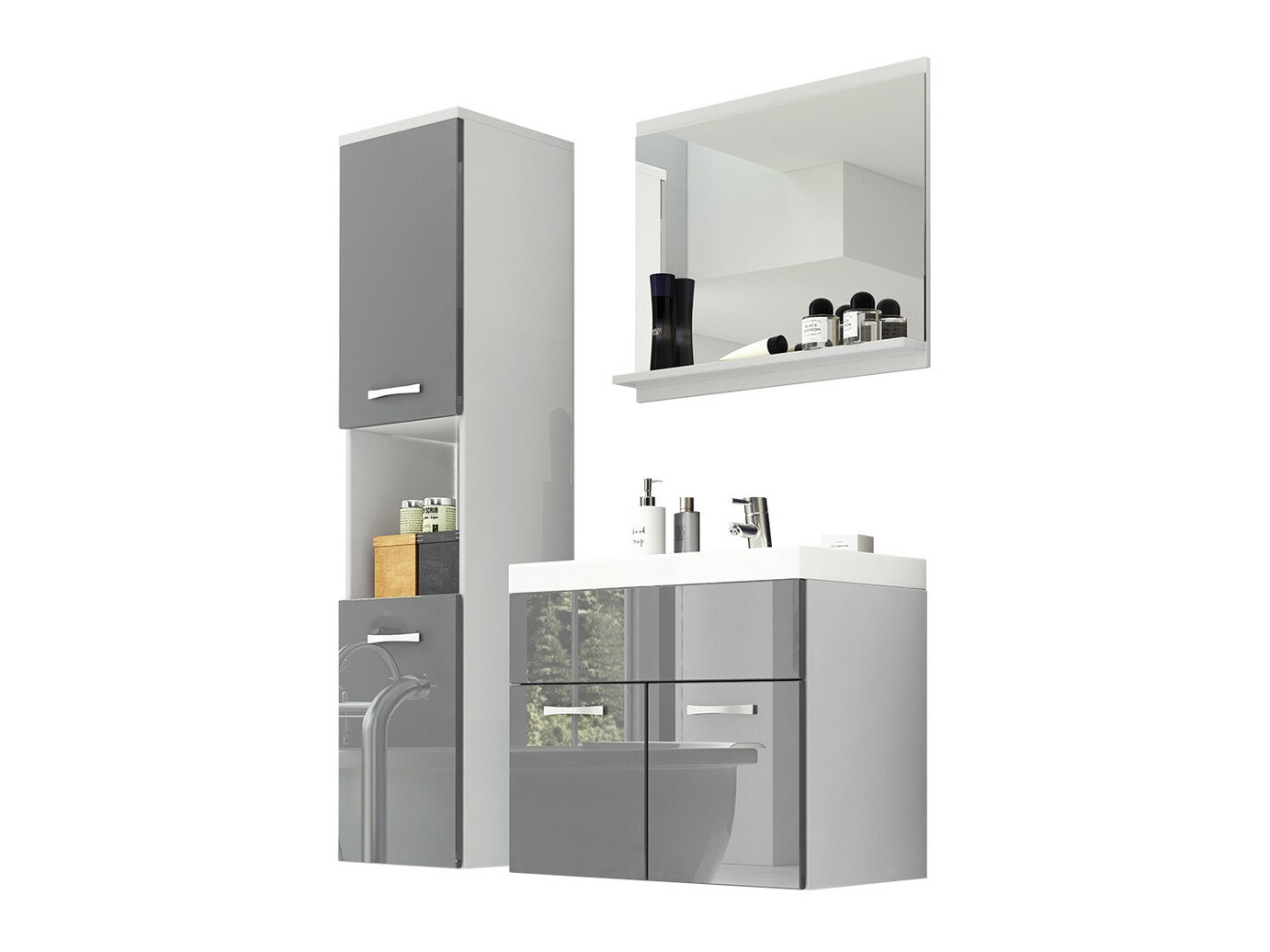 Bathroom set Sarasota 122 (White + Gloss grey)