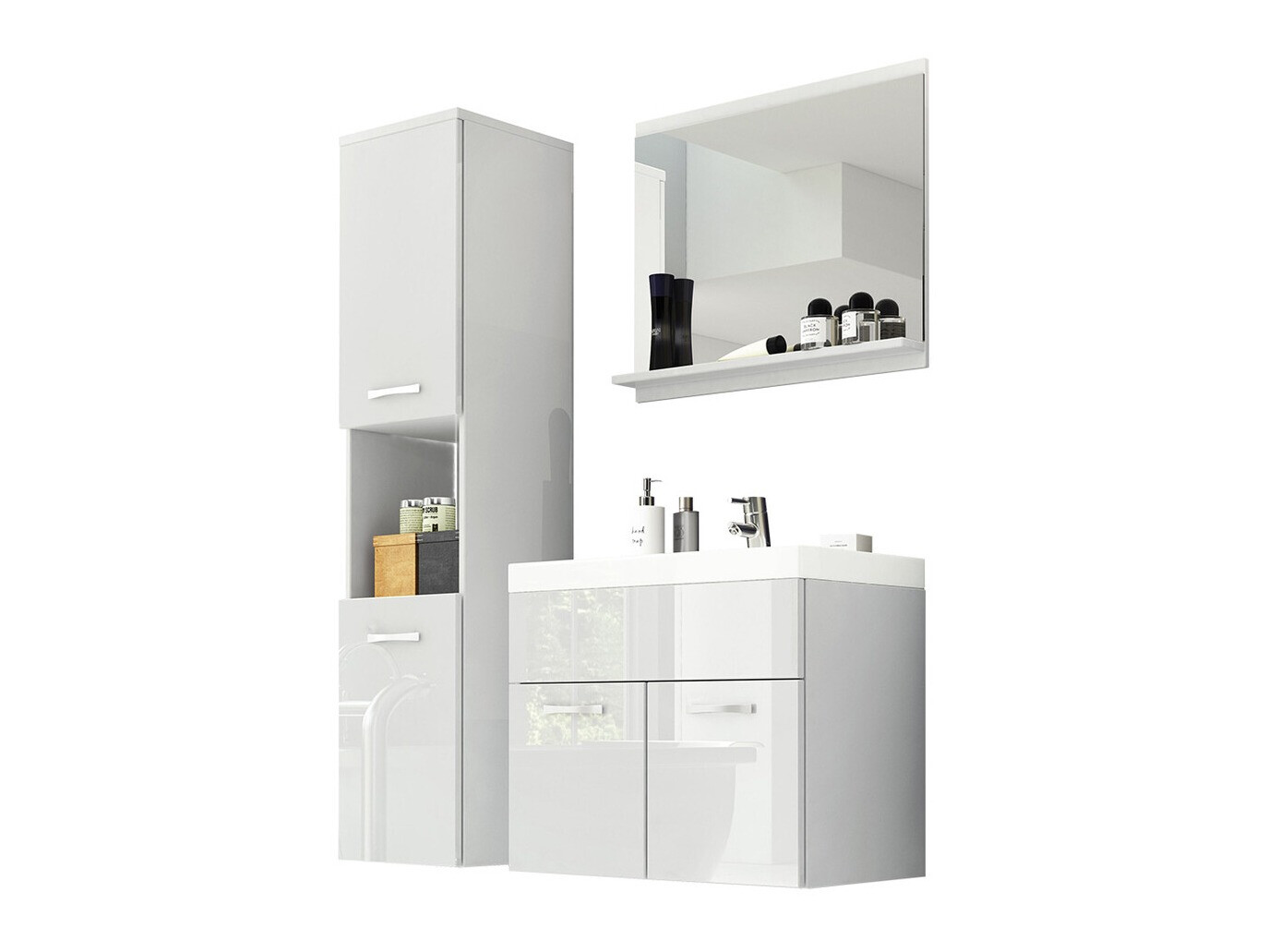 Bathroom set Sarasota 122 (White + Glossy white)
