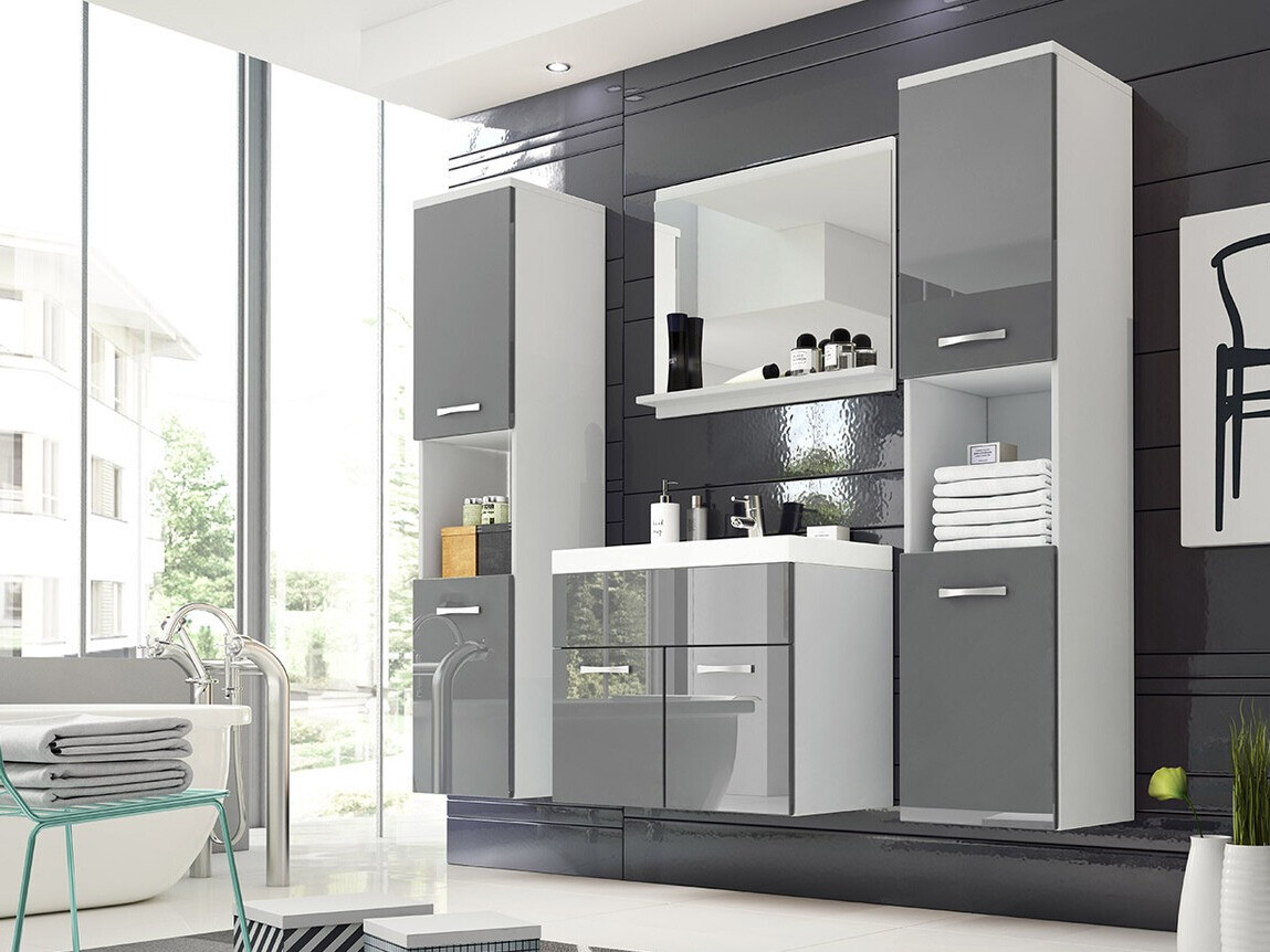 Bathroom set Sarasota 123 (White + Gloss grey)