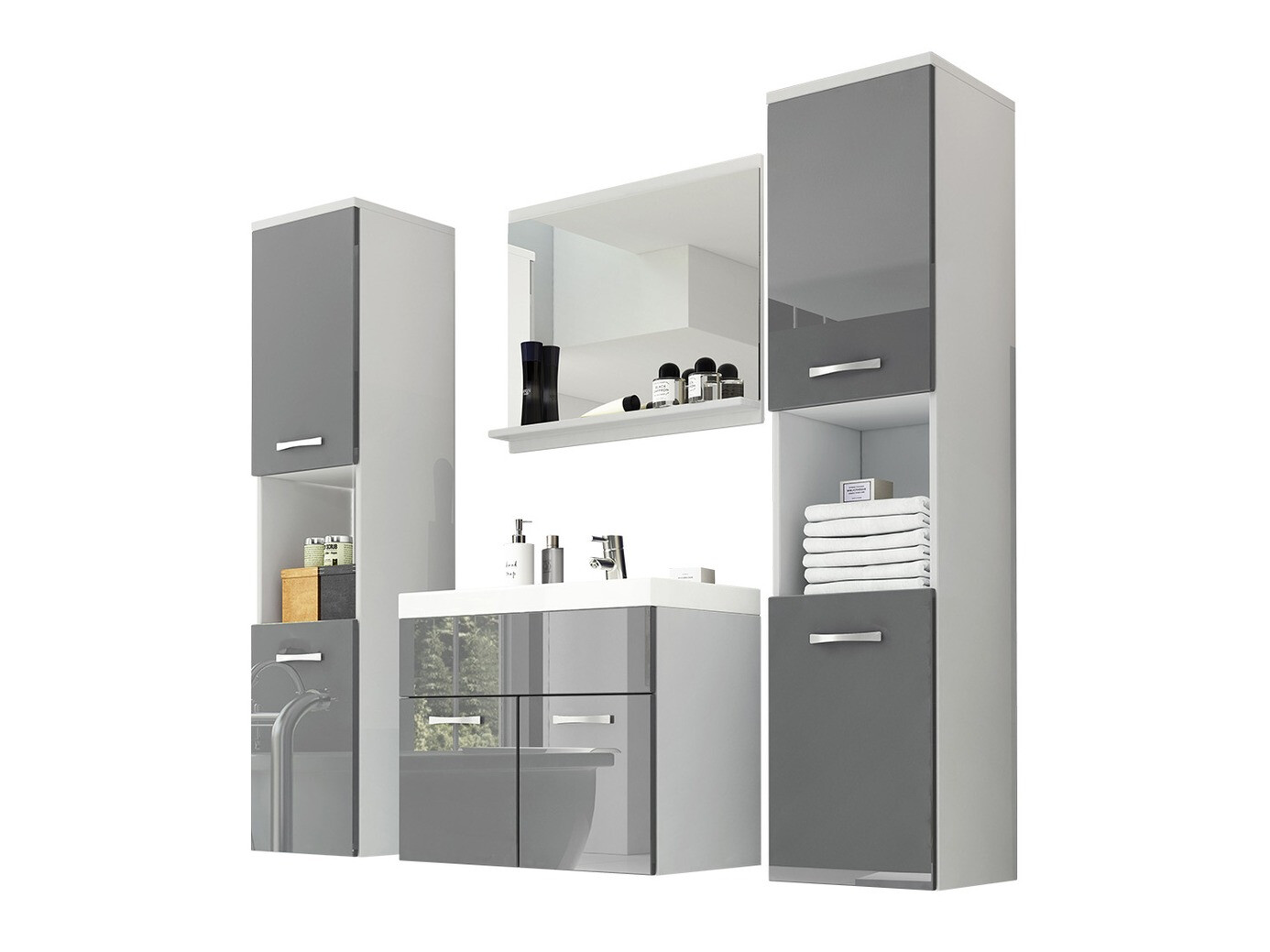Bathroom set Sarasota 123 (White + Gloss grey)