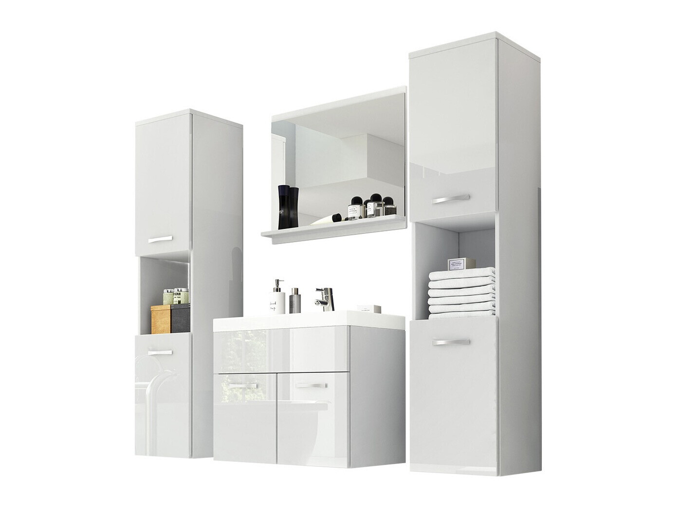 Bathroom set Sarasota 123 (White + Glossy white)