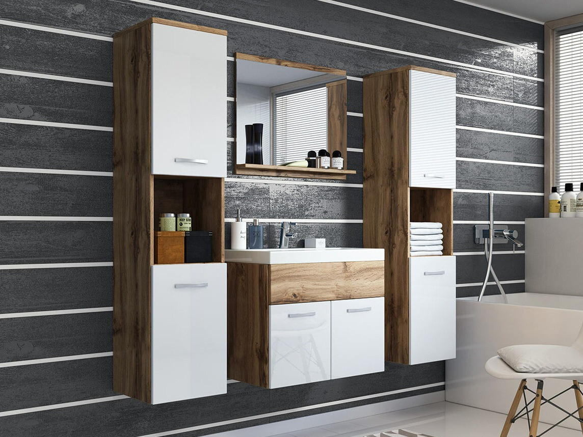 Bathroom set Sarasota 123 (Wotan Oak + Glossy white)