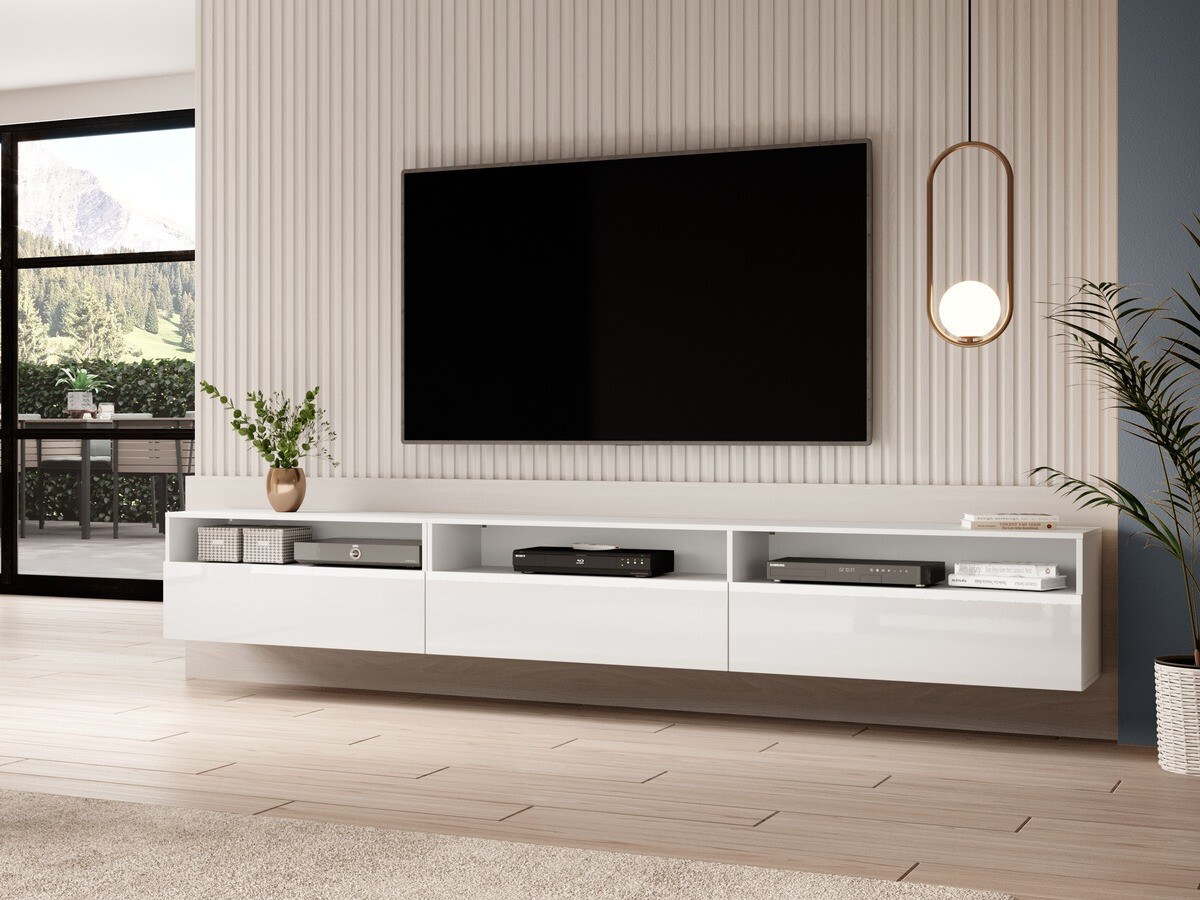 TV stand Serodeu 105 (White + Glossy white)