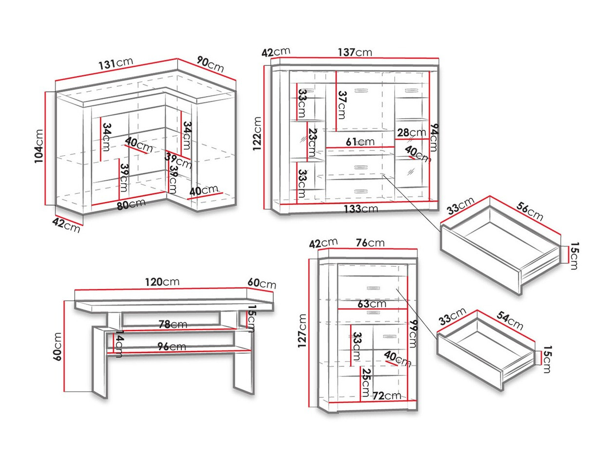 Living room set Serfeno 121 (Dark ash)