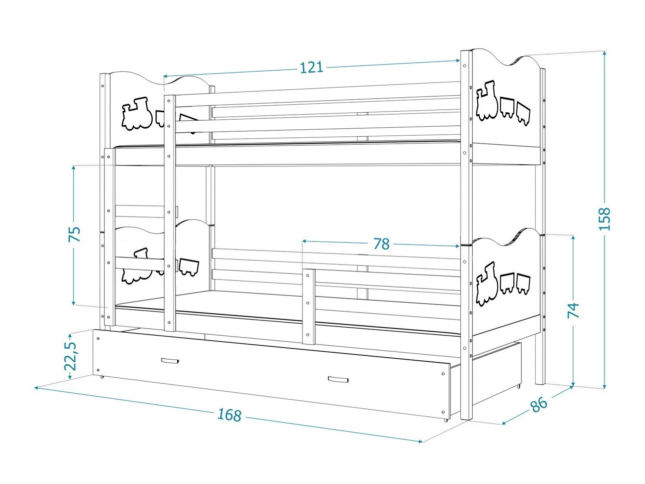 Bunk bed Aurora 110 (Grey)