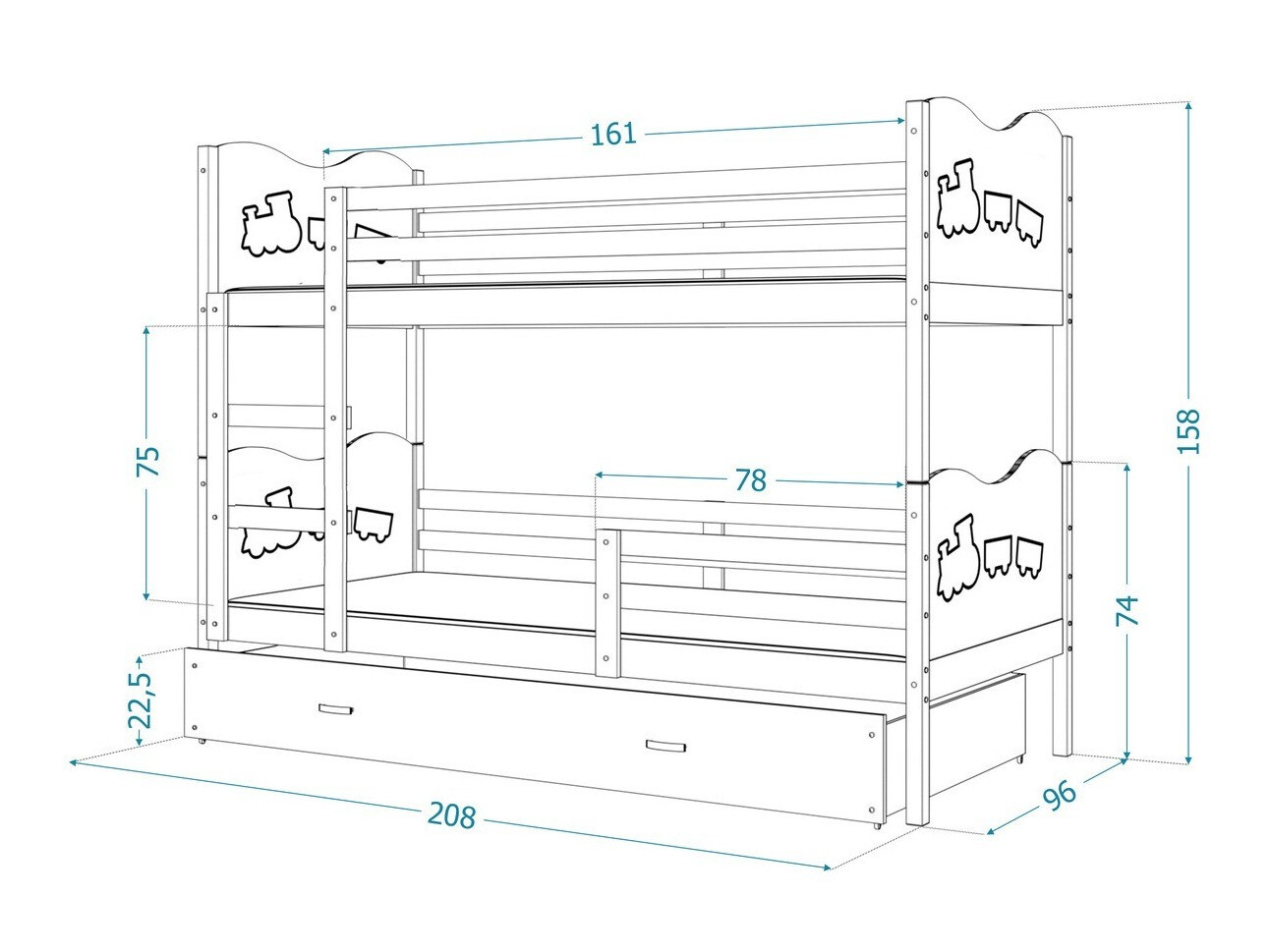 Bunk bed Aurora 112 (White)