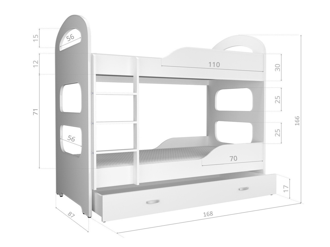 Bunk bed Aurora 116 (White + Blue)