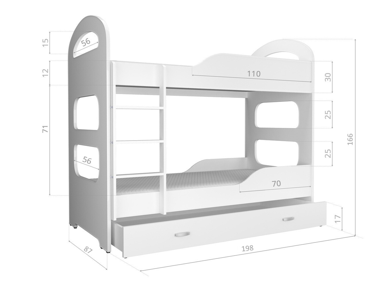 Bunk bed Aurora 116 (White + Red)