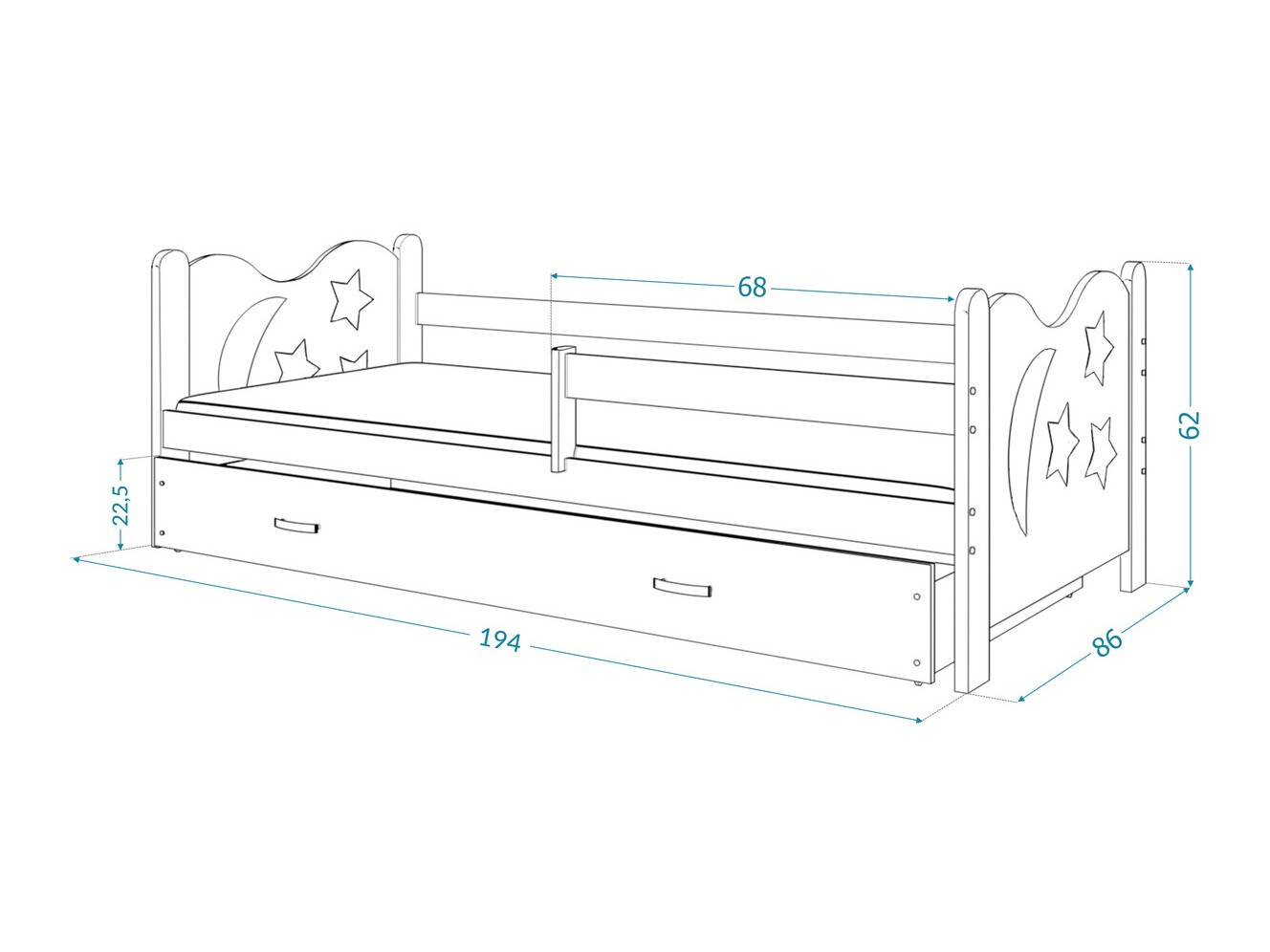 Bed Aurora 124 (Grey)