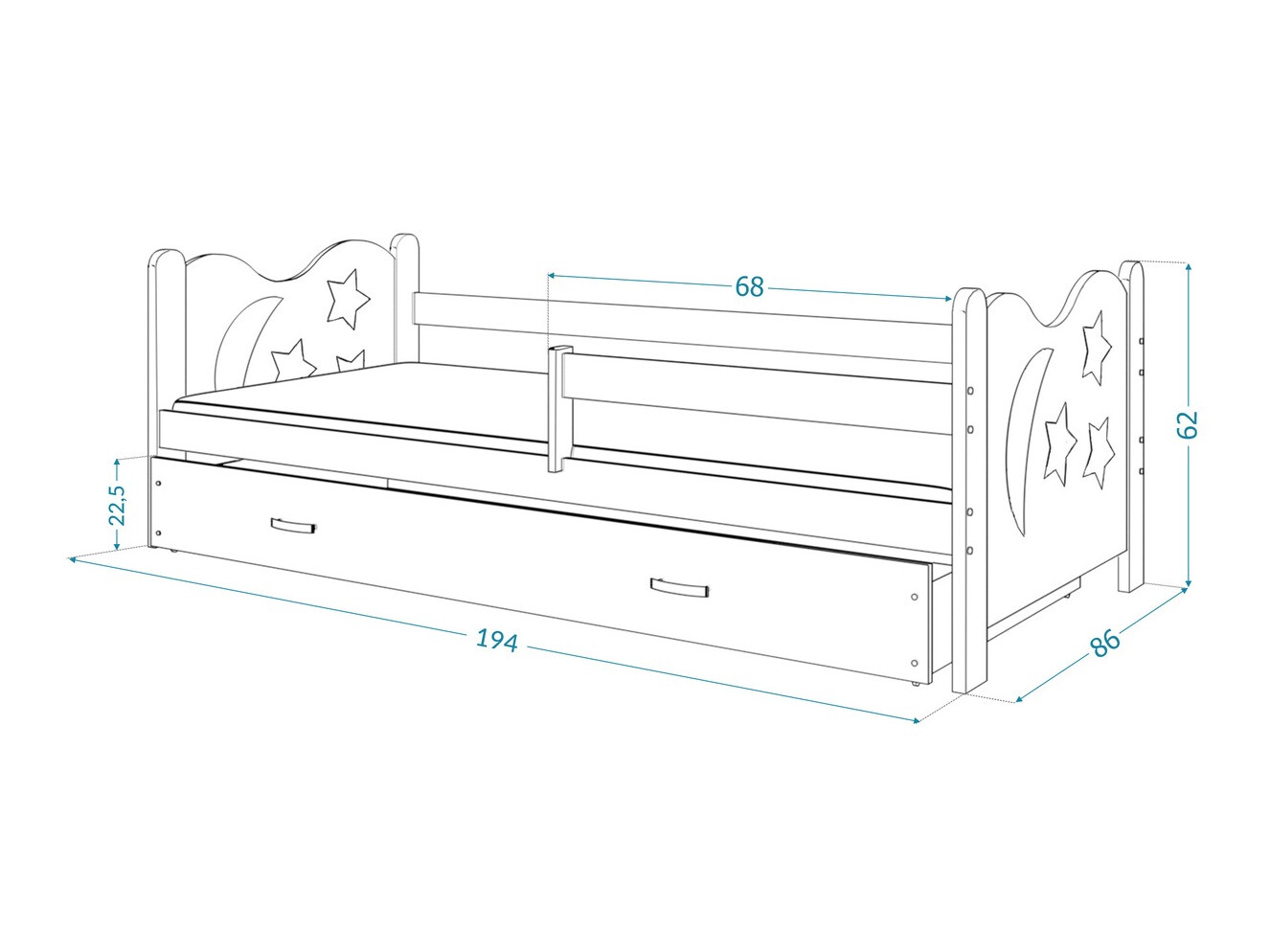 Bed Aurora 124 (Grey)