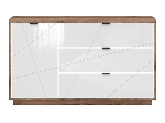 Chest of drawers Fivale 100 (Dark Delano oak + Glossy white)