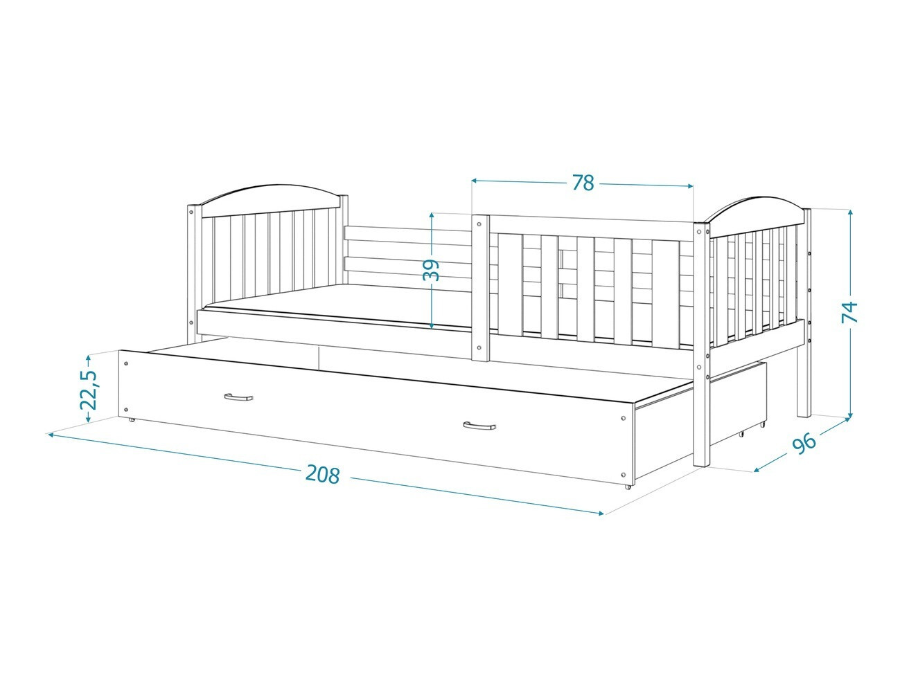 Bed Aurora 126 (Grey)