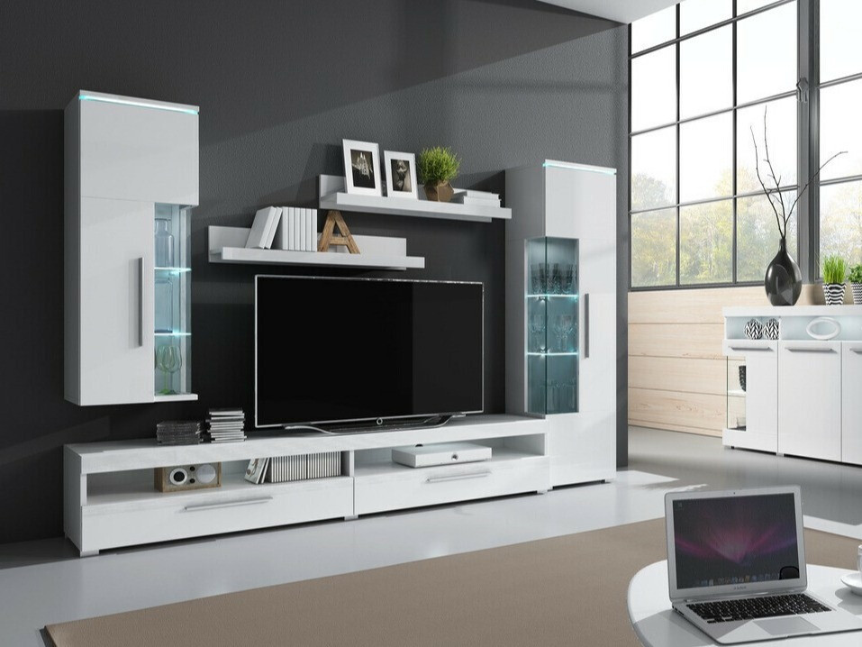 Bookcase Torvire 106 (White + Glossy white)