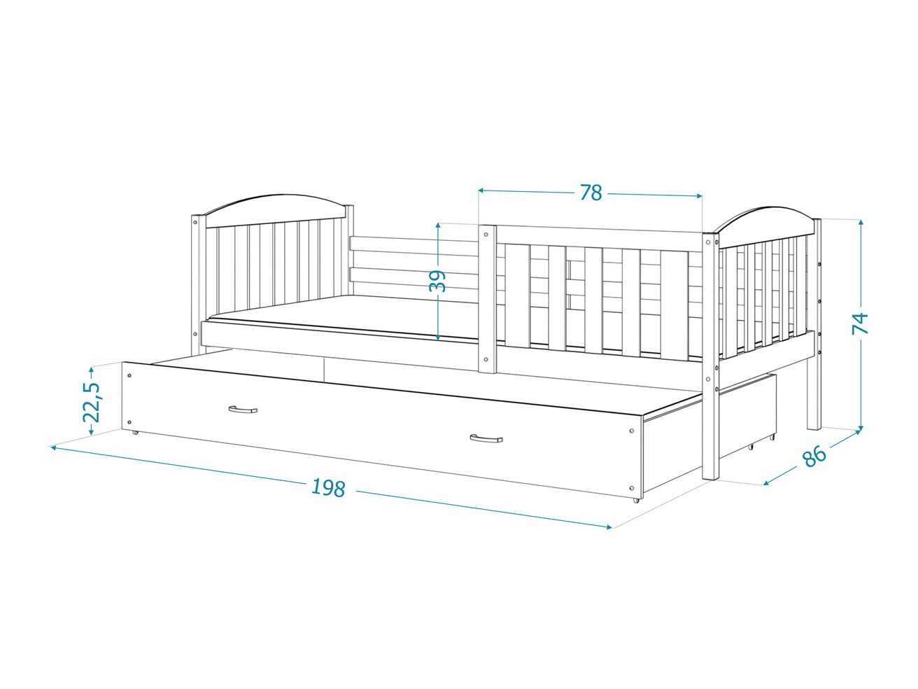 Bed Aurora 126 (Grey)