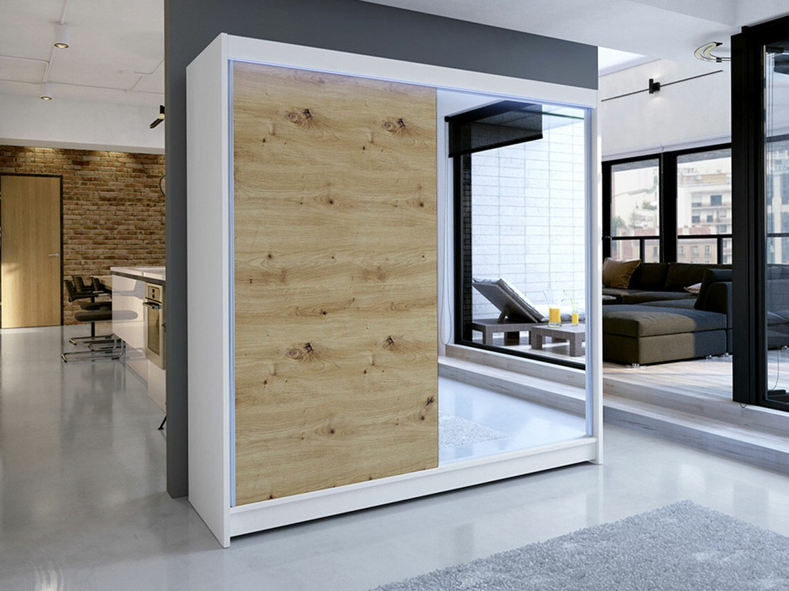 Wardrobe Closico Cavaris I (White + Artisan oak)