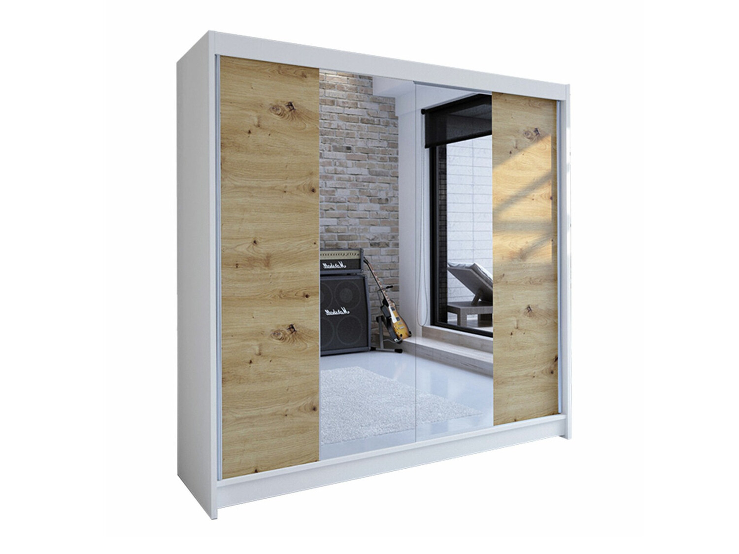 Wardrobe Closico Cavaris II (White + Artisan oak)