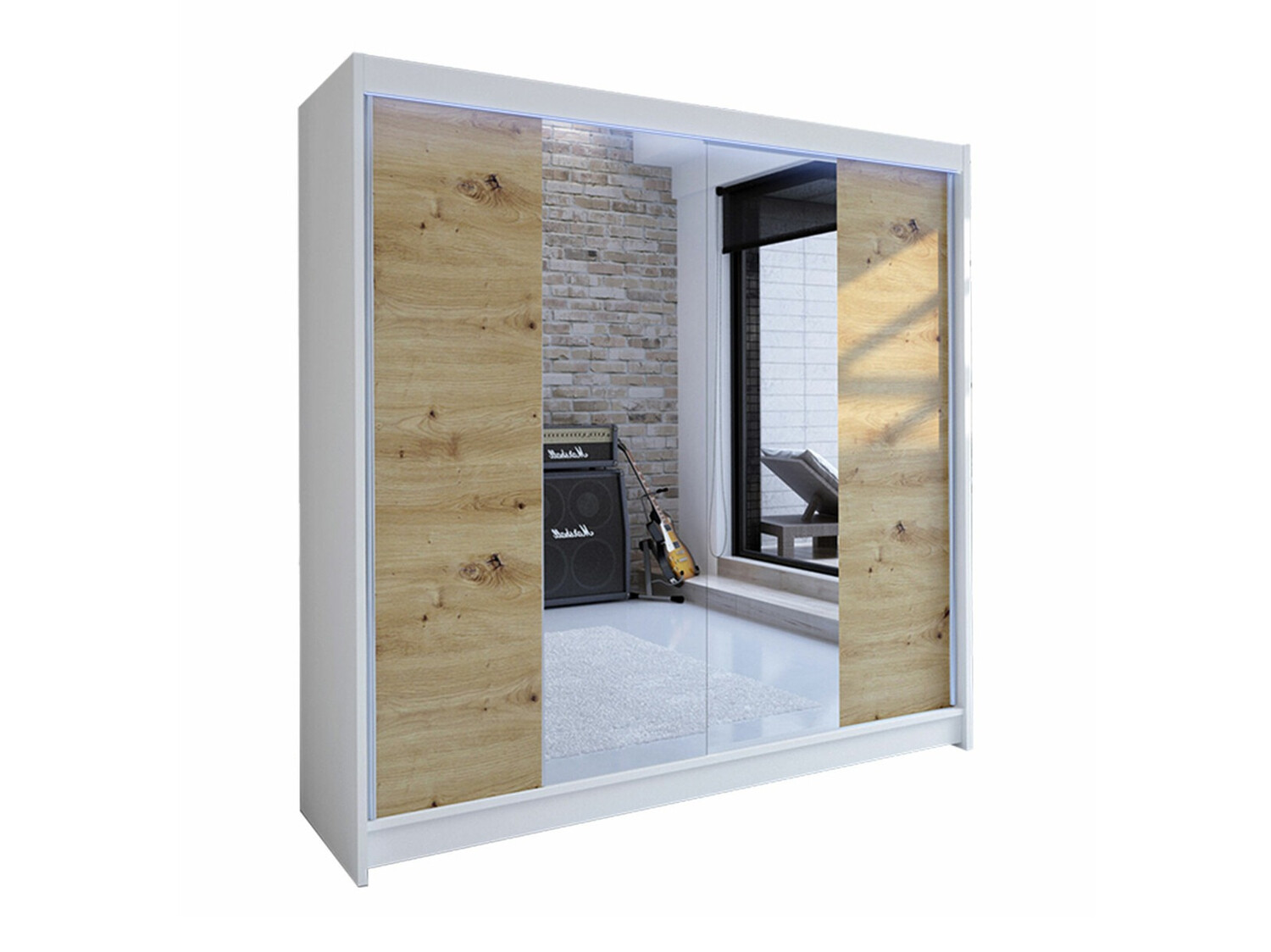 Wardrobe Closico Cavaris II (White + Artisan oak)